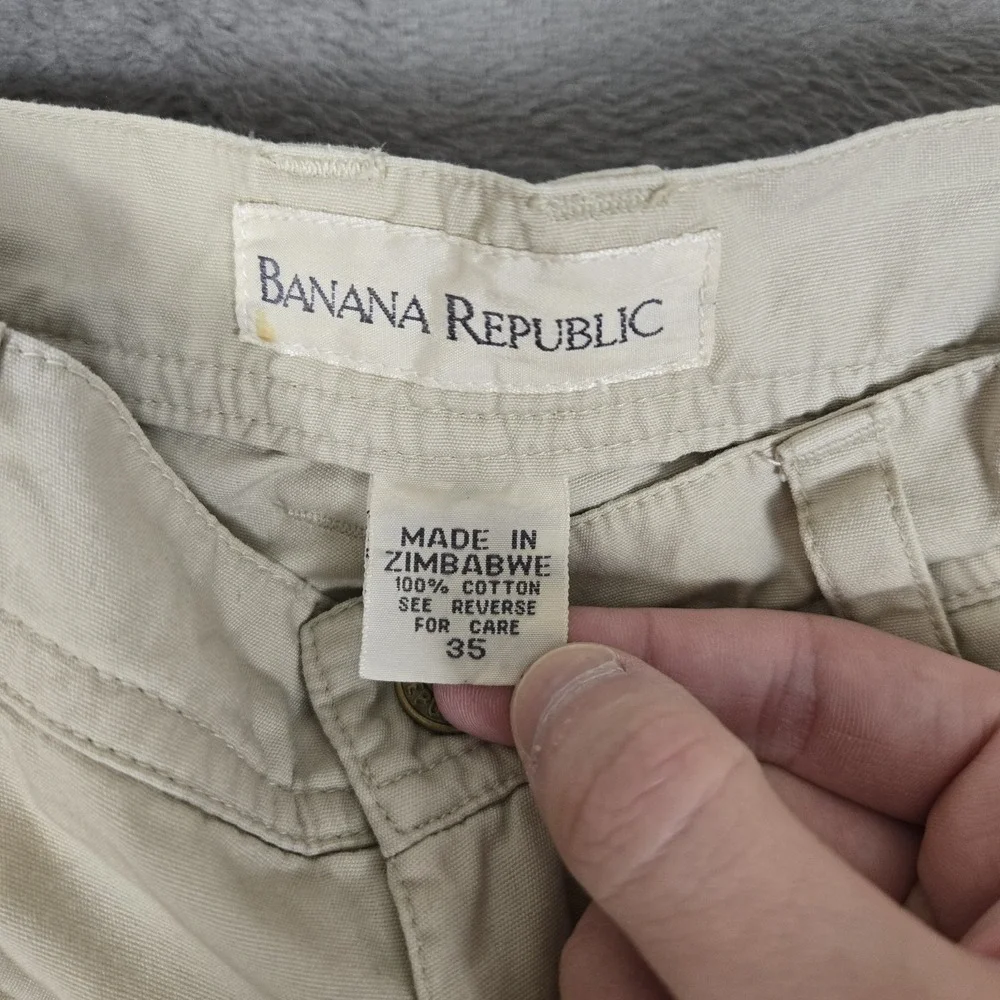 VTG Banana Republic Cargo Shorts Men 35 Safari Travel Outback Photographer Beige